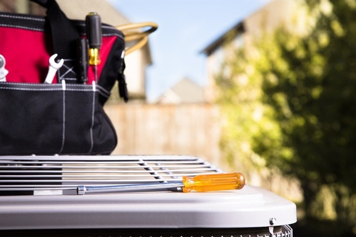 Bag of repairman's work tools